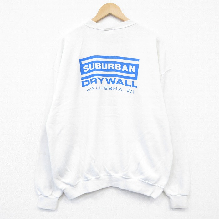 XL★古着 長袖 スウェット メンズ 90年代 90s DRYWALL 大きいサイズ クルーネック USA製 白 25nov11