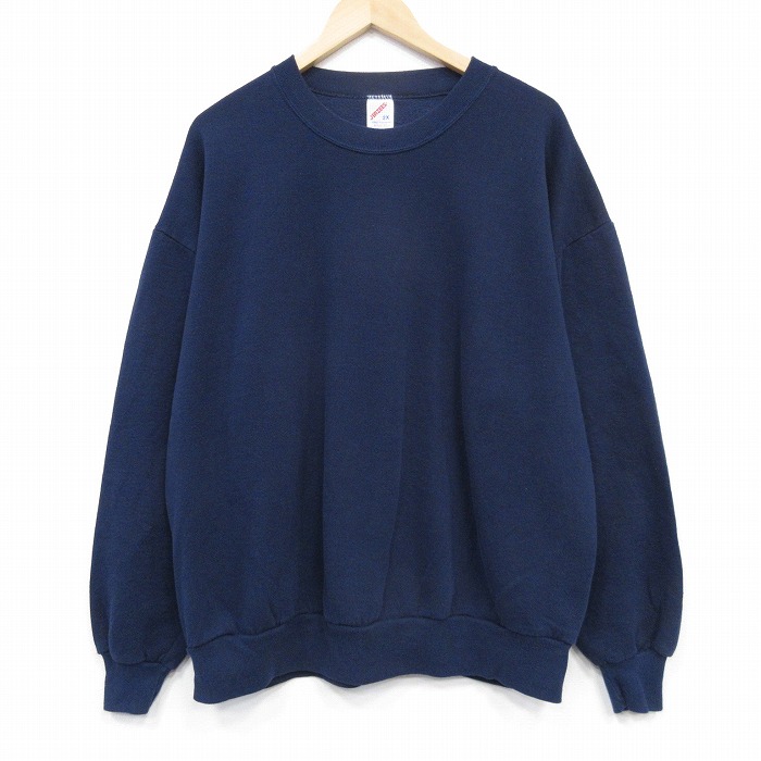 XL★古着 ジャージーズ 長袖 スウェット メンズ 90年代 90s 無地 大きいサイズ クルーネック USA製 紺 25nov11