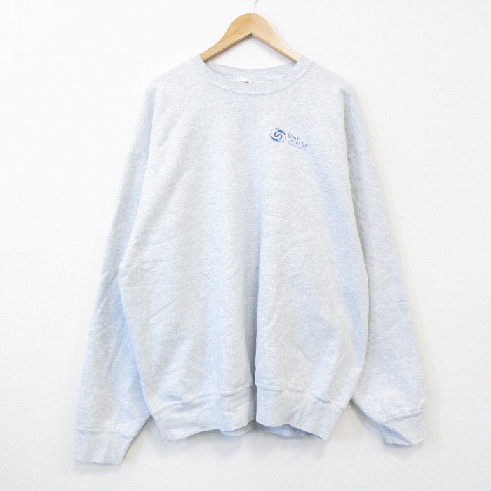 XL★古着 フルーツオブザルーム  長袖 スウェット メンズ 90年代 90s Grace 大きいサイズ クルーネック USA製 薄グレー 霜降り 25nov11