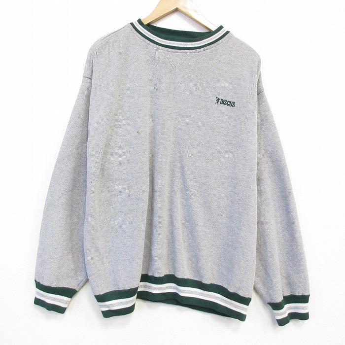ディスカス 90s 長袖スウェット ワンポイントロゴ グレー XL | 古着
