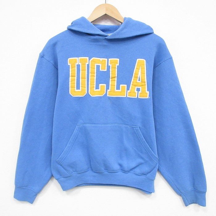 【20%OFF】M★古着 長袖 スウェット パーカー メンズ 00年代 00s UCLA 刺繍 USA製 水色 26jan26