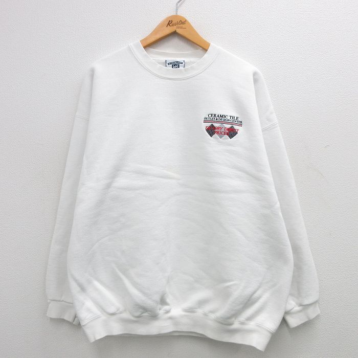 【50%OFF】XL★古着 リー Lee 長袖 スウェット メンズ 00年代 00s CERAMIC TILE 大きいサイズ クルーネック 白 ホワイト 24feb05 中古 スエット トレーナー トップス