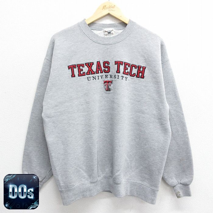 【50%OFF】テキサステック 00s 長袖スウェット 大学刺繍 グレー L | 古着