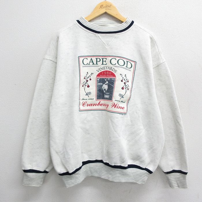 XL★古着 長袖 スウェット メンズ 90年代 90s ケープコッド クルーネック 薄グレー他 霜降り 24aug26 中古 スエット トレーナー トップス
