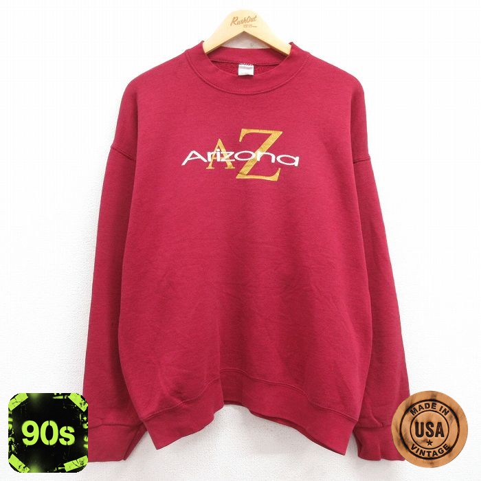 【50%OFF】フルーツオブザルーム 90s 長袖スウェット アリゾナ バーガンディ XL | 古着