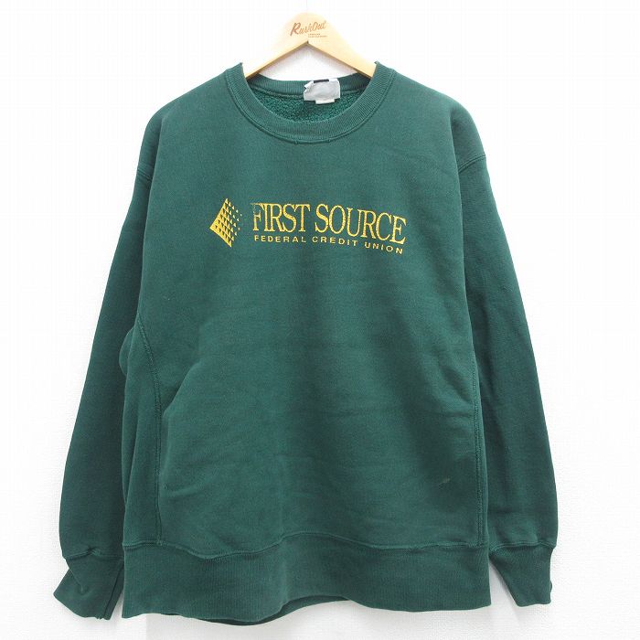 XL★古着 リー Lee 長袖 スウェット メンズ 90年代 90s FIRST SOURCE 大きいサイズ クルーネック USA製 緑 グリーン 【spe】 24aug28 中古 スエット トレーナー トップス
