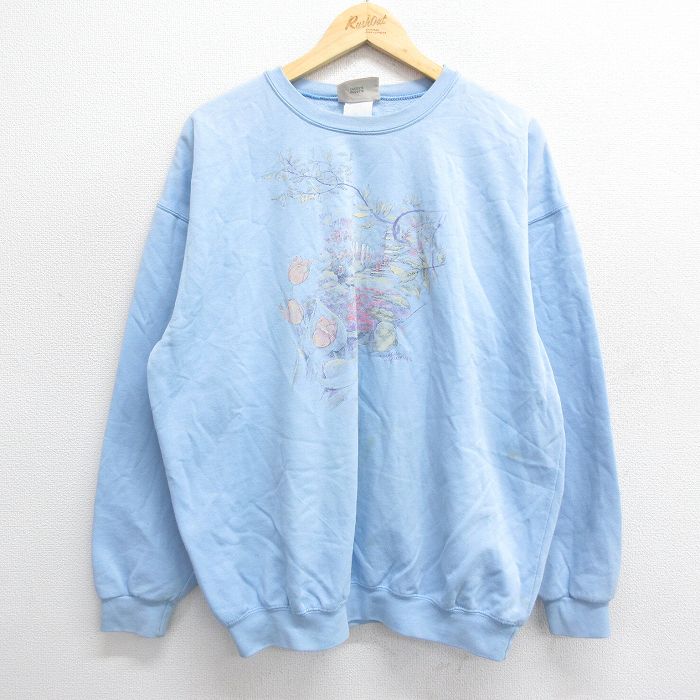 00s 長袖スウェット 花 ネイビー XL | 古着