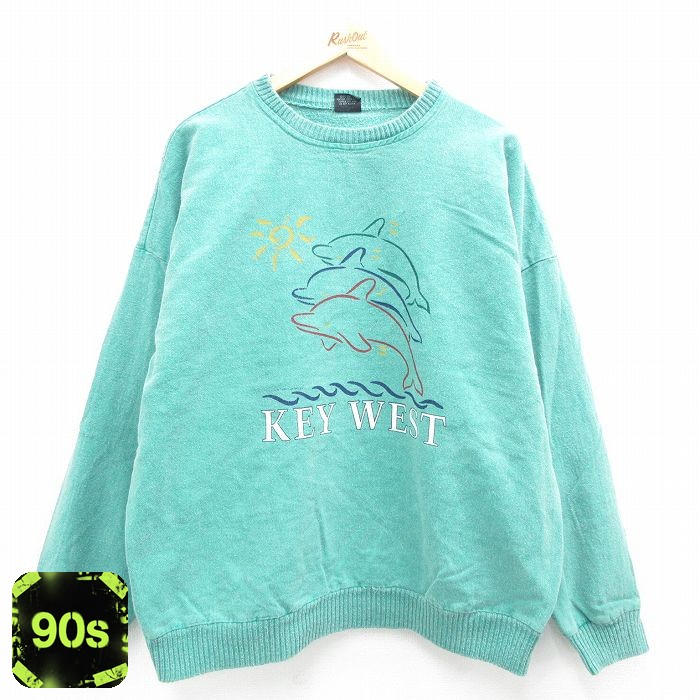 90s 長袖トップス イルカ グリーン メンズXL相当 | 古着