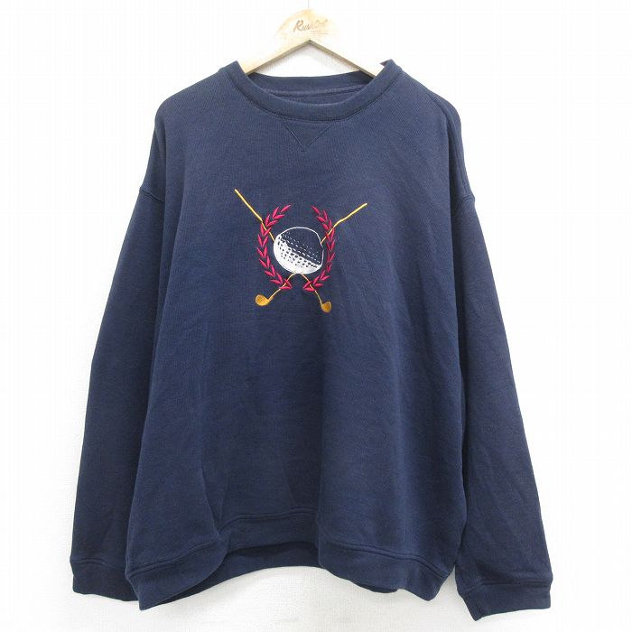 90s 長袖スウェット ゴルフ刺繍 ネイビー XL | 古着