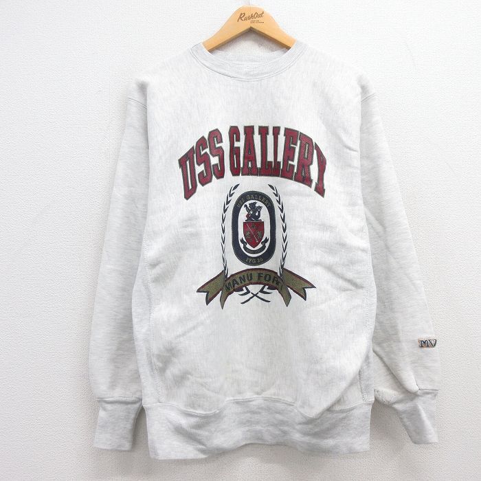 L★古着 MVスポーツ 長袖 スウェット メンズ 90年代 90s USS GALLERY クルーネック USA製 薄グレー 霜降り 【spe】 24sep02 中古 スエット トレーナー トップス