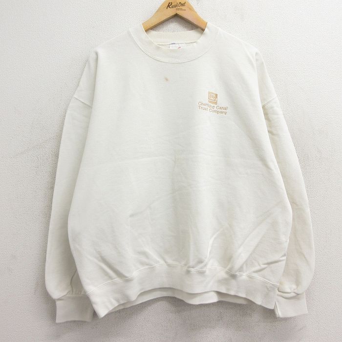 XL★古着 ジャージーズ 長袖 スウェット メンズ 90年代 90s Chemung Canal クルーネック USA製 白 ホワイト 24sep06 中古 スエット トレーナー トップス