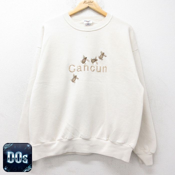 ジャージーズ 00s 長袖スウェット カンクンカメ刺繍 生成り XL | 古着