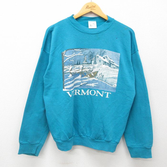 L★古着 TULTEX 長袖 スウェット メンズ 80年代 80s バーモント クルーネック 水色 24nov02 中古 スエット トレーナー トップス