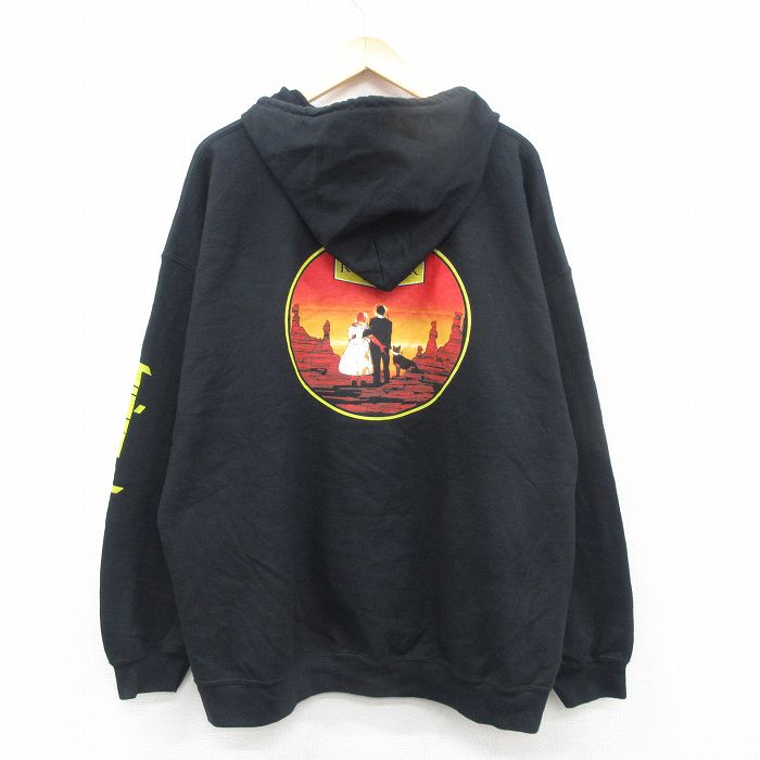 XL★古着 長袖 フルジップ スウェット パーカー メンズ 犬 REDROCK 大きいサイズ 黒 ブラック 24nov02 中古 スエット トレーナー トップス
