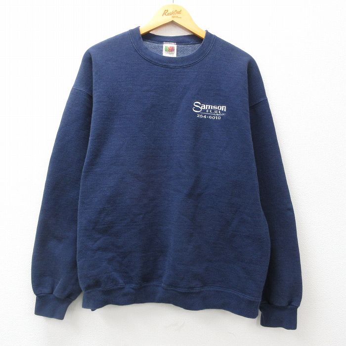 XL★古着 フルーツオブザルーム 長袖 スウェット メンズ 00年代 00s Samson クルーネック 紺 ネイビー 24nov05 中古 スエット トレーナー トップス