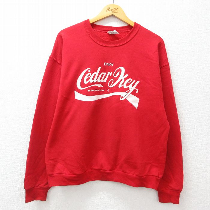 【20%OFF】L★古着 ジャージーズ 長袖 スウェット メンズ 00年代 00s Cedar Key クルーネック 赤 レッド 24nov05 中古 スエット トレーナー トップス