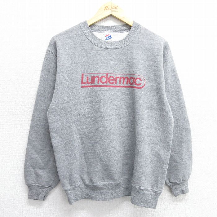 M★古着 ジャージーズ 長袖 スウェット メンズ 90年代 90s Landernac クルーネック USA製 グレー 霜降り 24nov07 中古 スエット トレーナー トップス