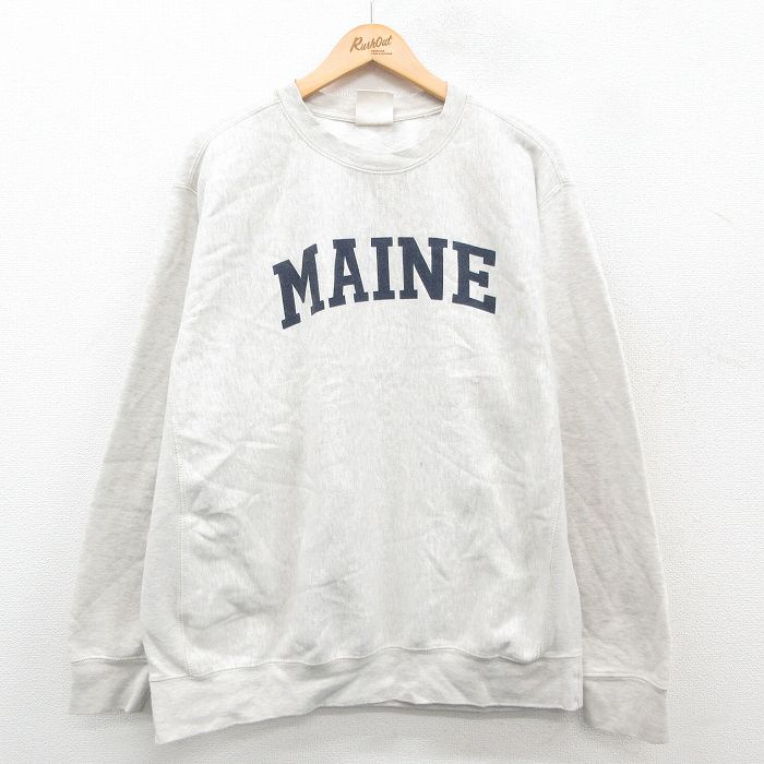 XL★古着 MVスポーツ 長袖 スウェット メンズ 00年代 00s MAINE 大きいサイズ クルーネック 薄グレー 霜降り 24nov07 中古 スエット トレーナー トップス