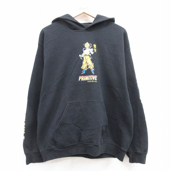 L★古着 長袖 スウェット パーカー メンズ アニメ ドラゴンボールZ 孫悟空 黒 ブラック 【spe】 24nov08 中古 スエット トレーナー トップス