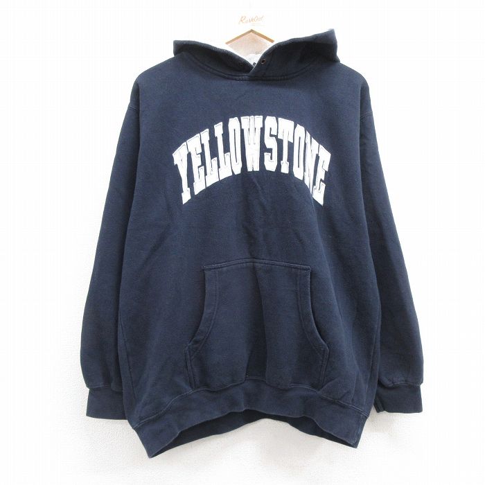 【50%OFF】XL★古着 長袖 スウェット パーカー メンズ 00年代 00s イエローストーン 紺 ネイビー 24nov08 中古 スエット トレーナー トップス