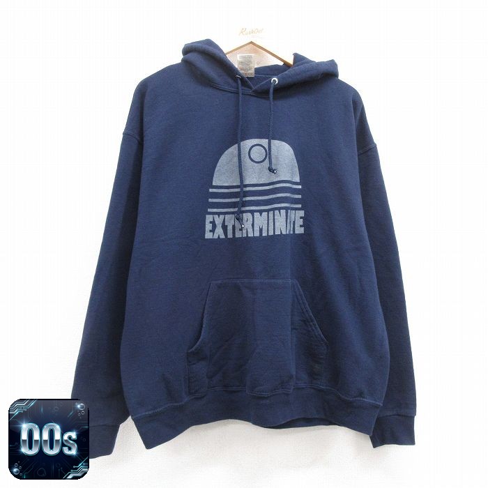 ジャージーズ 00s 長袖パーカー EXTERMINATE ネイビー XL | 古着