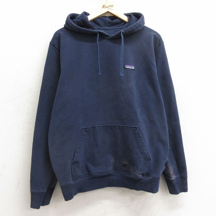 L★古着 パタゴニア patagonia 長袖 スウェット メンズ ワンポイントロゴ 紺 ネイビー 24nov08 中古 スエット トレーナー トップス