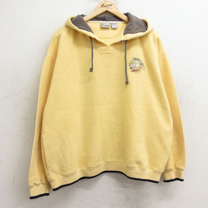 L★古着 長袖 フリース トップス メンズ 00年代 00s オーセイブルカズム 船 黄 イエロー 24nov08 中古 スエット トレーナー