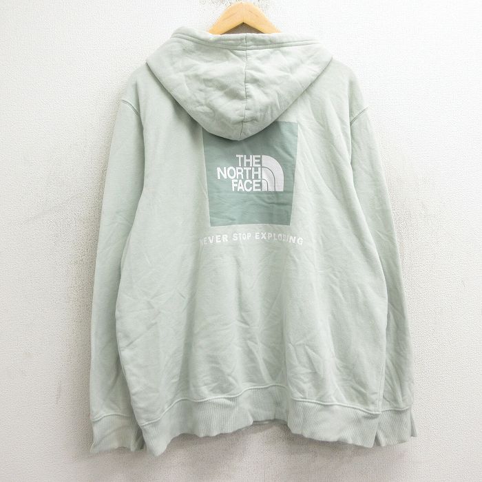 XL★古着 ノースフェイス THE NORTH FACE 長袖 スウェット メンズ ビッグロゴ 大きいサイズ 薄緑 グリーン 24nov08 中古 スエット トレーナー トップス