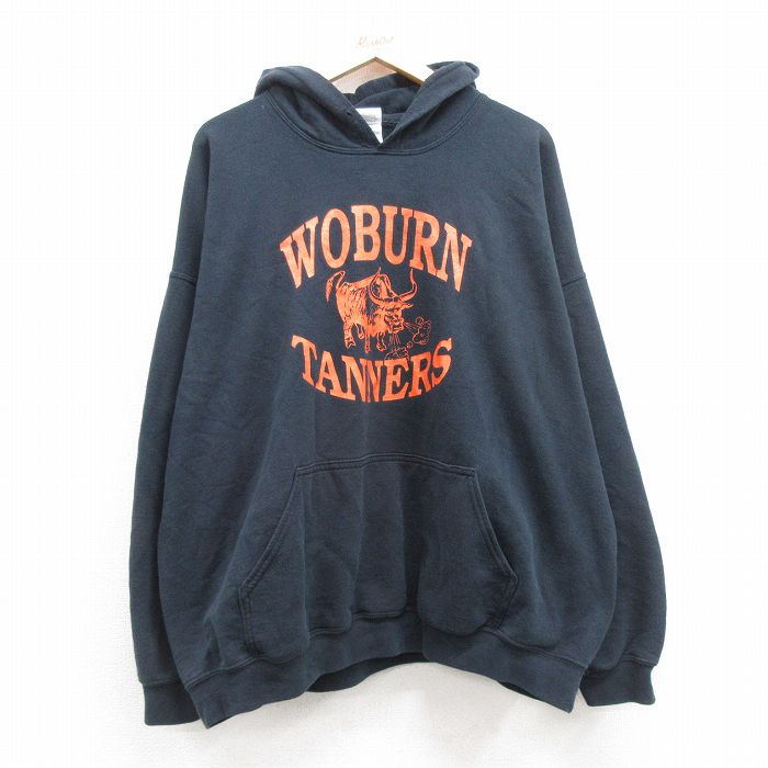 XL★古着 長袖 スウェット パーカー メンズ 00年代 00s WOBURN TANNERS 大きいサイズ 黒 ブラック 24nov08 中古 スエット トレーナー トップス