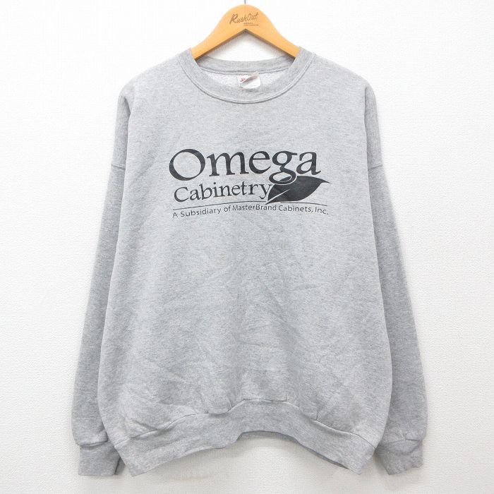 XL★古着 ヘインズ Hanes 長袖 スウェット メンズ 00年代 00s Omega 大きいサイズ クルーネック グレー 霜降り 24nov09 中古 スエット トレーナー トップス