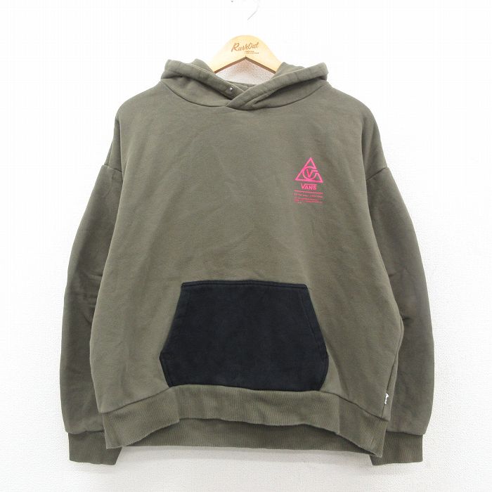 XL★古着 バンズ 長袖 スウェット パーカー メンズ ビッグロゴ 濃緑他 グリーン 24nov14 中古 スエット トレーナー トップス