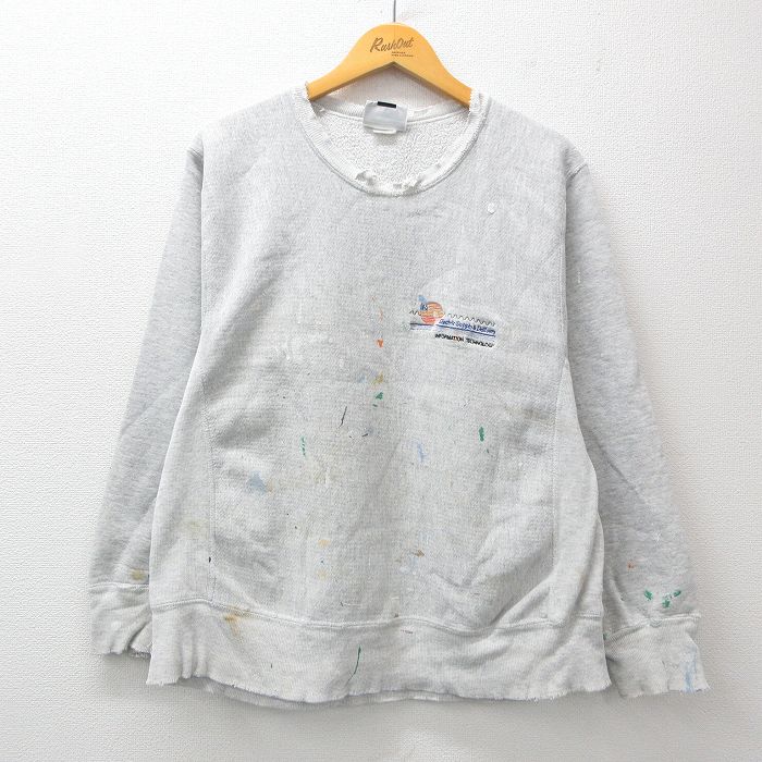 L★古着 リー Lee 長袖 スウェット メンズ 90年代 90s Electric ボロ クルーネック USA製 薄グレー 霜降り 【spe】 24nov14 中古 スエット トレーナー トップス