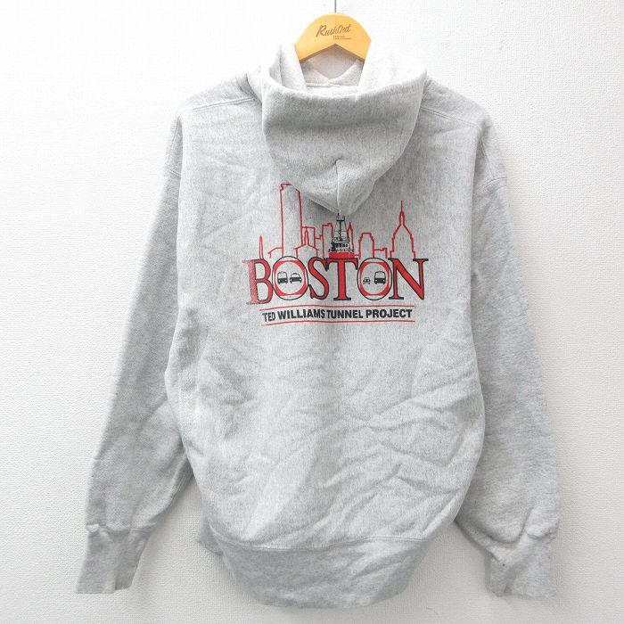 XL★古着 リー Lee 長袖 スウェット パーカー メンズ 00年代 00s ボストン 薄グレー 霜降り 24nov14 中古 スエット トレーナー トップス