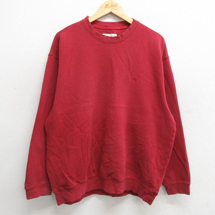 【50%OFF】XL★古着 エディーバウアー 長袖 スウェット メンズ 00年代 00s ワンポイントロゴ クルーネック エンジ 24nov16 中古 スエット トレーナー トップス