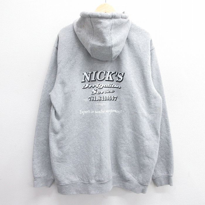 XL★古着 カーハート Carhartt 長袖 スウェット パーカー メンズ NICKS 大きいサイズ ロング丈 グレー 霜降り 25mar13 中古 スエット トレーナー トップス