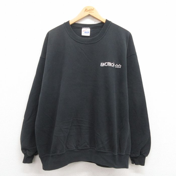 XL★古着 ジャージーズ 長袖 スウェット メンズ 90年代 90s LUXOTTICA 大きいサイズ USA製 黒 ブラック 25jul30 中古 スエット トレーナー トップス
