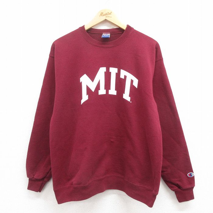 M★古着 チャンピオン Champion 長袖 スウェット メンズ 90年代 90s MIT クルーネック エンジ 25jul31 中古 スエット トレーナー トップス