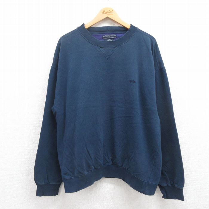 【50%OFF】XL★古着 ドッカーズ 長袖 スウェット メンズ 90年代 90s ワンポイントロゴ 大きいサイズ クルーネック 紺 ネイビー 25aug01 中古 スエット トレーナー トップス