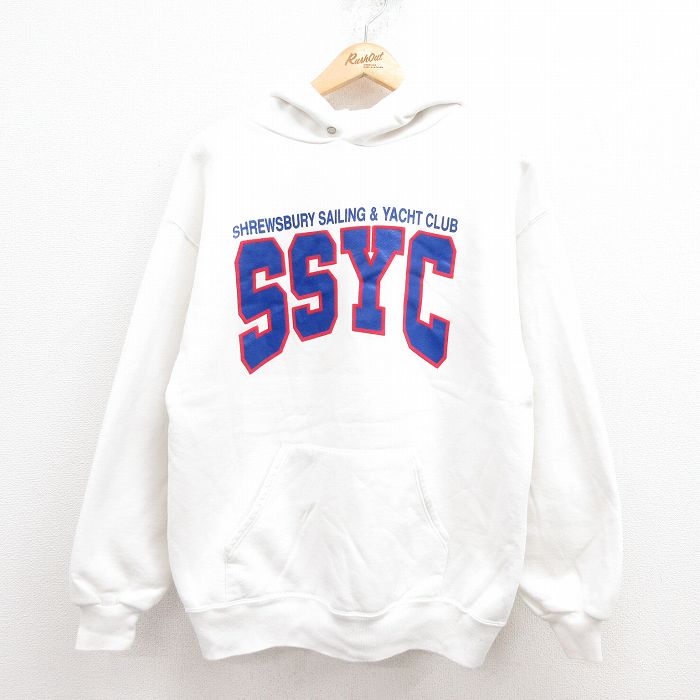 L★古着 ジャージーズ 長袖 スウェット パーカー メンズ 90年代 90s SSYC USA製 白 ホワイト 25aug01 中古 スエット トレーナー トップス