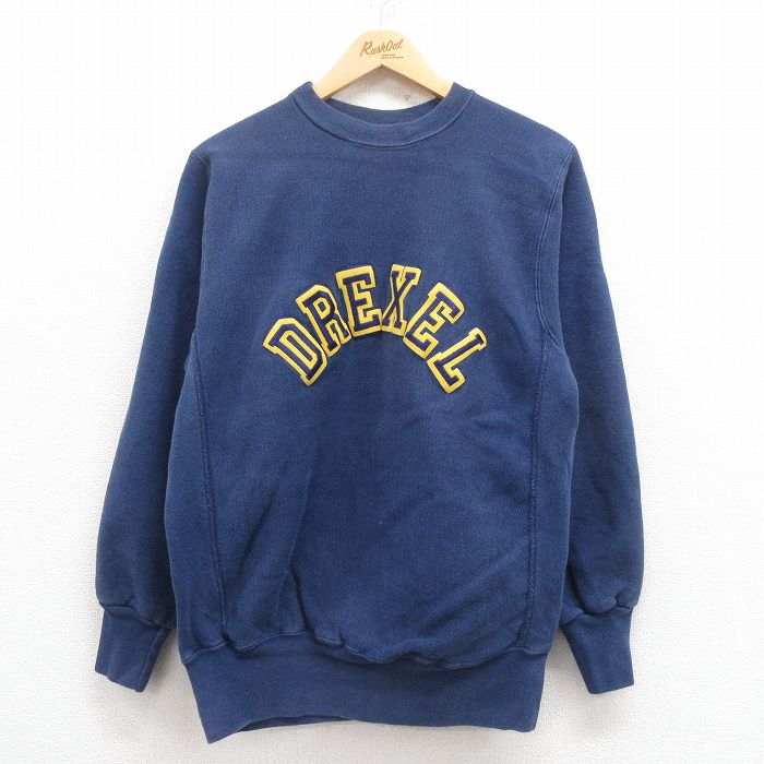 【20%OFF】L★古着 長袖 スウェット メンズ 90年代 90s DREXEL クルーネック USA製 紺 ネイビー 【spe】 25aug01 中古 スエット トレーナー トップス