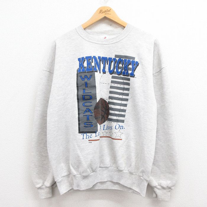 【50%OFF】L★古着 ジャージーズ 長袖 スウェット メンズ 90年代 90s ケンタッキー クルーネック USA製 グレー 霜降り 25aug01 中古 スエット トレーナー トップス