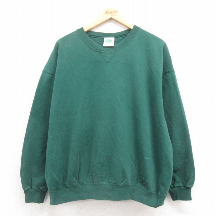 XL★古着 dupfold 長袖 スウェット メンズ 90年代 90s ワンポイントロゴ 大きいサイズ クルーネック USA製 緑 グリーン 25aug04 中古 スエット トレーナー トップス