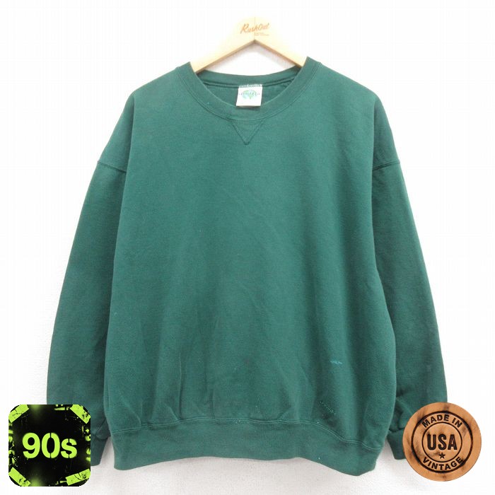 dupfold 90s 長袖スウェット ワンポイントロゴ グリーン XL | 古着