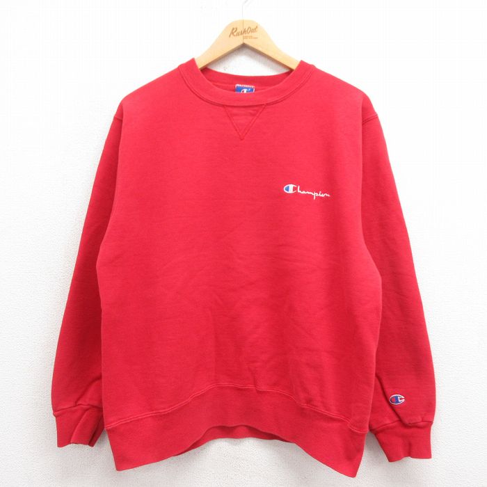 M★古着 チャンピオン champion 長袖 スウェット メンズ 90年代 90s ワンポイントロゴ USA製 赤 レッド 25aug04 中古 スエット トレーナー トップス