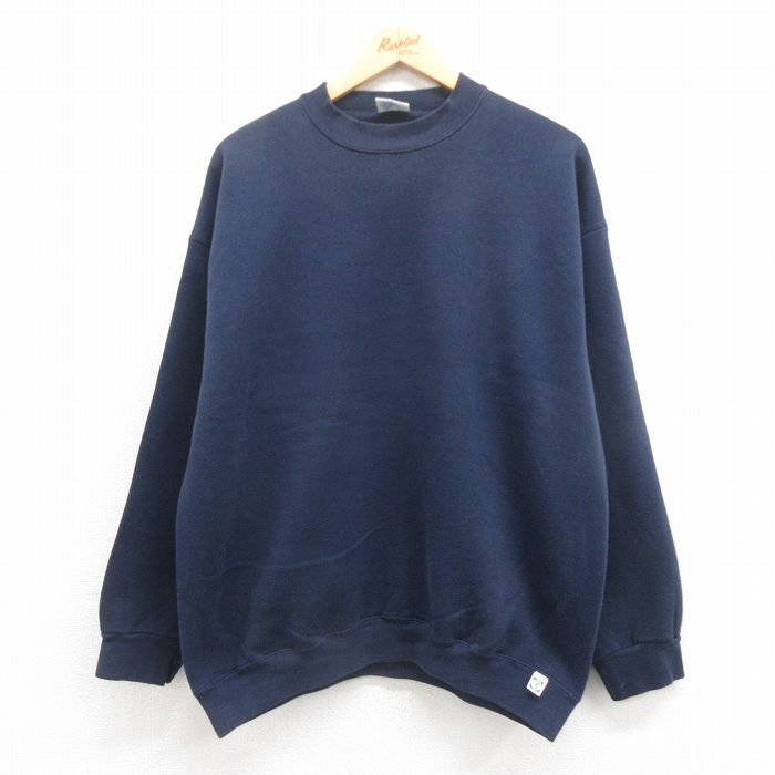 XL★古着 ディスカス 長袖 スウェット メンズ 90年代 90s 無地 USA製 紺 ネイビー 25aug05 中古 スエット トレーナー トップス