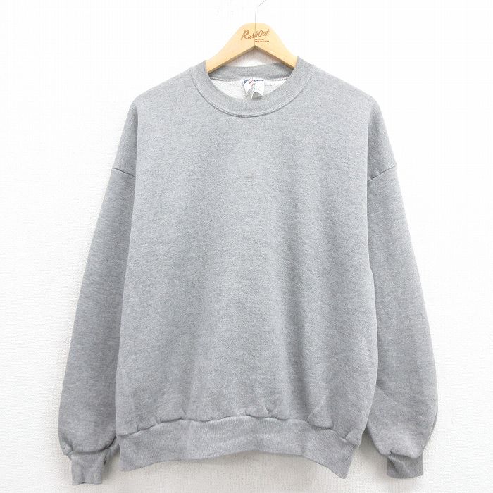 【20%OFF】XL★古着 ジャージーズ 長袖 スウェット メンズ 90年代 90s 無地 クルーネック USA製 グレー 霜降り 25aug05 中古 スエット トレーナー トップス