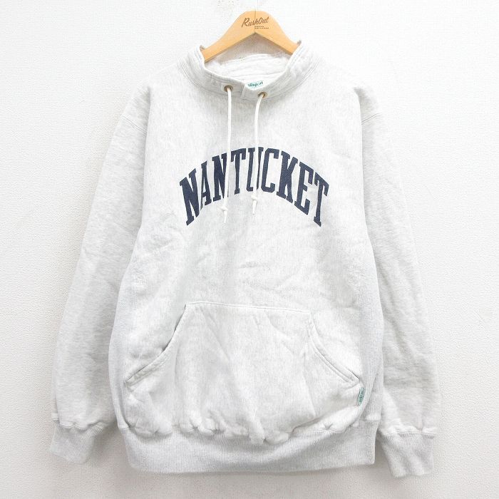 XL★古着 ケルスポーツ 長袖 スウェット メンズ 90年代 90s NANTUCKET モックネック ハイネック USA製 グレー 霜降り 【spe】 25aug06 中古 スエット トレーナー トップス