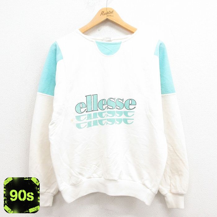 エレッセ 90s 長袖スウェット ビッグロゴ ホワイト M | 古着