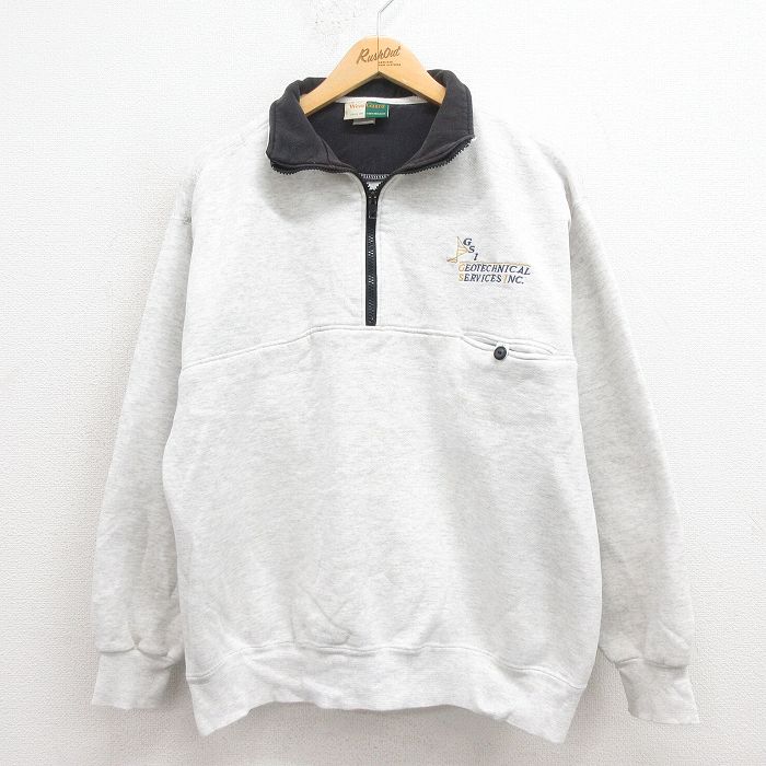 XL★古着 Wear Guard 長袖 ハーフジップ スウェット メンズ 00年代 00s GSI コットン USA製 グレー 霜降り 25aug06 中古 スエット トレーナー トップス