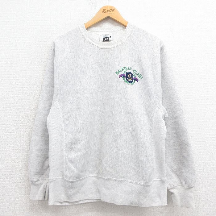 【50%OFF】L★古着 リー Lee 長袖 スウェット メンズ 90年代 90s イカリ クルーネック USA製 グレー 霜降り 25aug08 中古 スエット トレーナー トップス